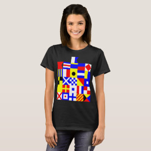 Kleurrijke Vlaggenontwerp voor Zeevaartseinen T-shirt
