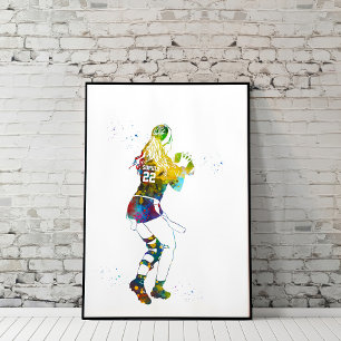 Kleurrijke Vlagvoetbal Meisje Poster