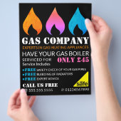 Kleurrijke vlammen, gasingenieur en leveranciersla flyer (Hand)