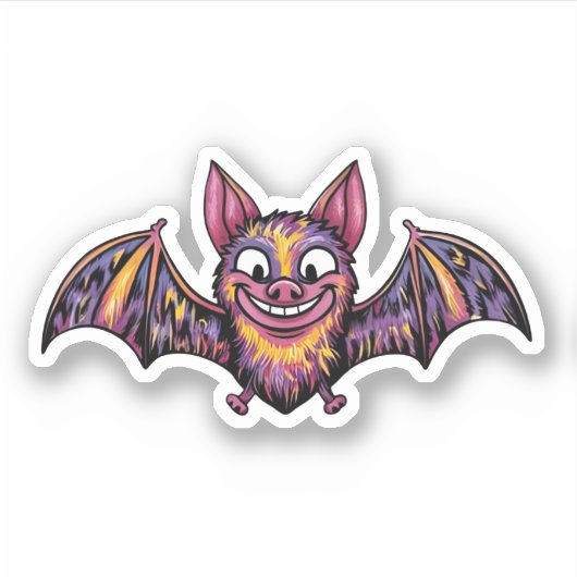 Kleurrijke vleermuis sticker (Voorkant)