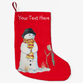 kleurrijke vlekstof met leuke snowman plezier kleine kerstsok (Voorkant)