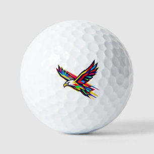 Kleurrijke Vliegende Adelaar Regenboog Logo Sport Golfballen
