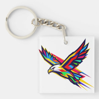 Kleurrijke Vliegende Adelaar Regenboog Logo Sport  Sleutelhanger