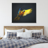 Kleurrijke vliegende ara op een donkere achtergron canvas afdruk (Insitu (Slaapkamer))