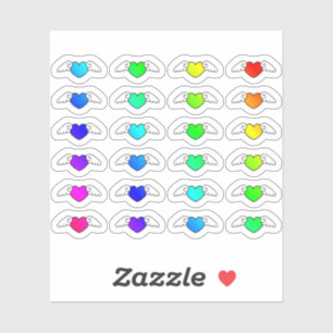 Kleurrijke vliegende harten Tiny Heart met vleugel Sticker