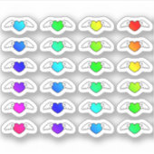 Kleurrijke vliegende harten Tiny Heart met vleugel Sticker (Voorkant)