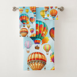 Kleurrijke Vliegende Hete Luchtballon Bad Handdoek