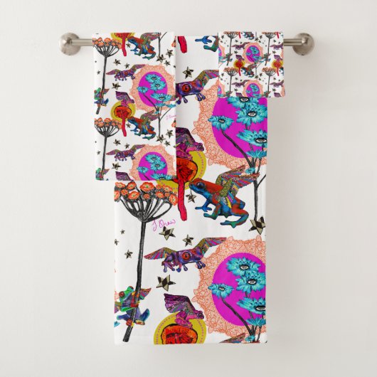 Kleurrijke vliegende kikkers bad handdoek (Insitu)