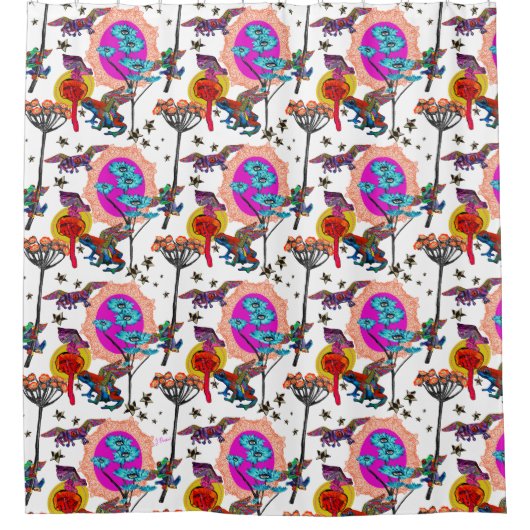 Kleurrijke vliegende kikkers douchegordijn (Voorkant)