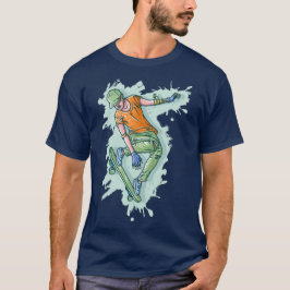 Kleurrijke Vliegende Schaatsrijder, Grappige Illus T-shirt