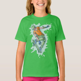 Kleurrijke Vliegende Schaatsrijder, Grappige Illus T-shirt