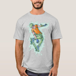 Kleurrijke Vliegende Schaatsrijder, Grappige Illus T-shirt
