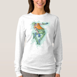 Kleurrijke Vliegende Skater, Grappige Illustratie T-shirt