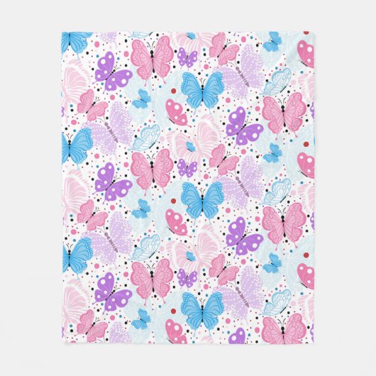 Kleurrijke vliegende vlinder fleece deken (Voorkant)