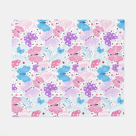 Kleurrijke vliegende vlinder fleece deken (Voorkant (Horizontaal))