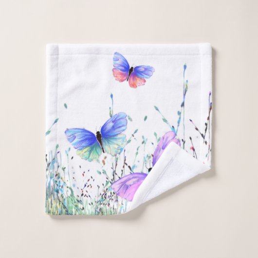 Kleurrijke Vliegende Vlinders Badhanddoek Set Bad Handdoek (Wasdoekje)