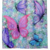 Kleurrijke Vliegende Vlinders Douchegordijn (Voorkant)