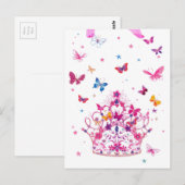 Kleurrijke Vliegende Vlinders met Crown Art Print/ Briefkaart (Voorkant / Achterkant)