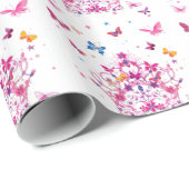 Kleurrijke Vliegende Vlinders met Crown Art Print/ Cadeaupapier (Rol Hoek)