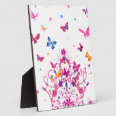 Kleurrijke Vliegende Vlinders met Crown Art Print/ Fotoplaat (Zijkant)