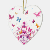 Kleurrijke Vliegende Vlinders met Crown Art Print Keramisch Ornament (Links)