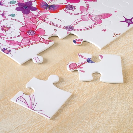 Kleurrijke Vliegende Vlinders met Crown Art Print/ Legpuzzel (Zijkant)