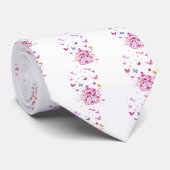 Kleurrijke Vliegende Vlinders met Crown Art Print Stropdas (Opgerold)