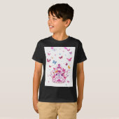 Kleurrijke Vliegende Vlinders met Crown Art Print T-shirt (Voorkant volledig)