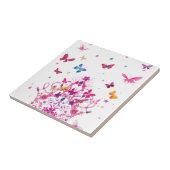 Kleurrijke Vliegende Vlinders met Crown Art Print Tegeltje (Zijkant)