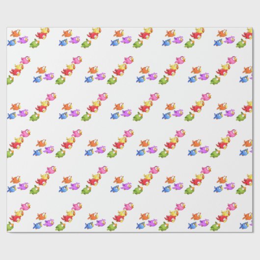 Kleurrijke vliegende vogels inpakpapier (Vlak)