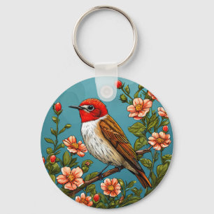 Kleurrijke vliegenvanger vogel sleutelhanger