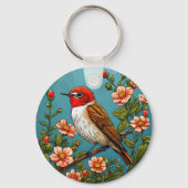 Kleurrijke vliegenvanger vogel sleutelhanger (Achterkant)
