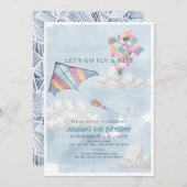 Kleurrijke vlieger & Blue Sky Waterverf Verjaardag Kaart (Voorkant / Achterkant)