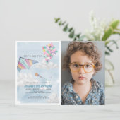 Kleurrijke vlieger & Blue Sky Waterverf Verjaardag Kaart (Staand voorkant)