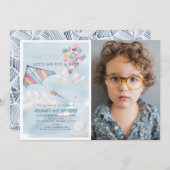 Kleurrijke vlieger & Blue Sky Waterverf Verjaardag Kaart (Voorkant / Achterkant)