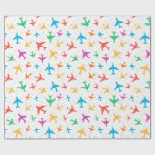 Kleurrijke vliegtuigen cadeaupapier (Vlak)