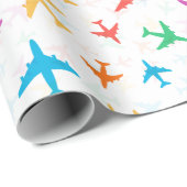 Kleurrijke vliegtuigen cadeaupapier (Rol Hoek)