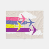 Kleurrijke vliegtuigen fleece deken (Voorkant (Horizontaal))