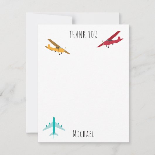 Kleurrijke vliegtuigen Patroon Kinder aangepaste n Bedankkaart (Voorkant)