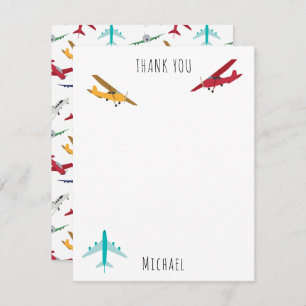Kleurrijke vliegtuigen Patroon Kinder aangepaste n Bedankkaart