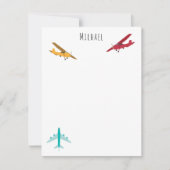 Kleurrijke vliegtuigen Patroon Kinder aangepaste n Notitiekaartje (Voorkant)