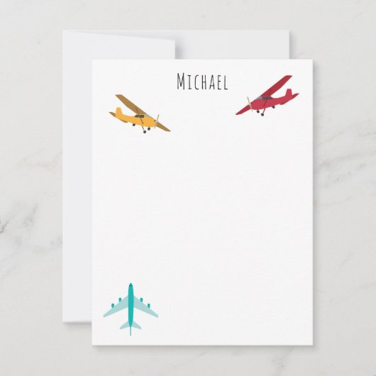 Kleurrijke vliegtuigen Patroon Kinder aangepaste n Notitiekaartje (Voorkant)