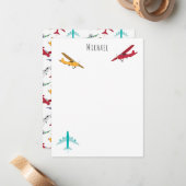 Kleurrijke vliegtuigen Patroon Kinder aangepaste n Notitiekaartje (Voorkant / Achterkant in situ)