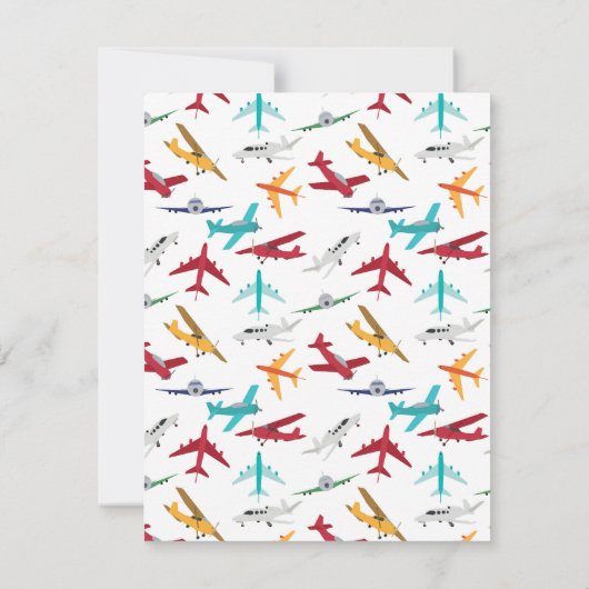 Kleurrijke vliegtuigen Patroon Kinder aangepaste n Notitiekaartje (Achterkant)