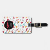 Kleurrijke Vliegtuigpatroon Custom Name Kinder Bagagelabel (Voorkant horizontaal)