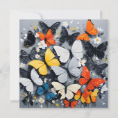 Kleurrijke Vlinder Acryl Kunst, Save The Date (Achterkant)