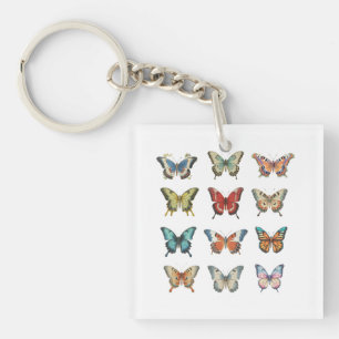 Kleurrijke Vlinder Acryl Sleutelhanger