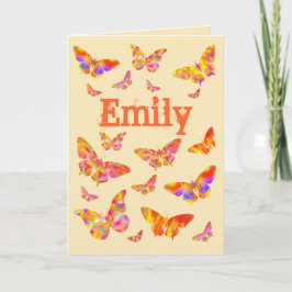  kleurrijke vlinder art Emily Name Feestdagen Kaart