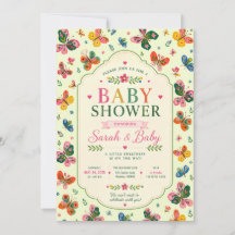 Kleurrijke Vlinder Baby Shower Uitnodiging