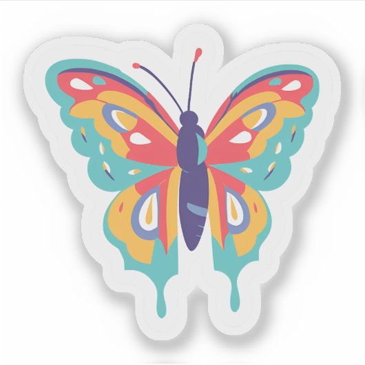 kleurrijke vlinder |  beschilderd sticker (Voorkant)